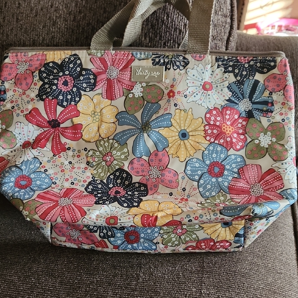 Floral Thermal Tote Bag by Thirty-One - Multicolor LILLY monogrammed.